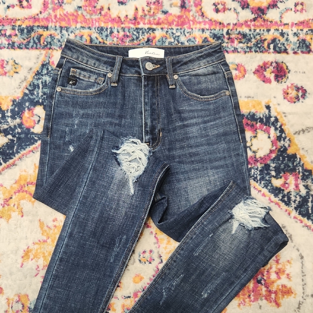 KanCan Dark Denim Blue Distressed Skinny Jeans Size 24